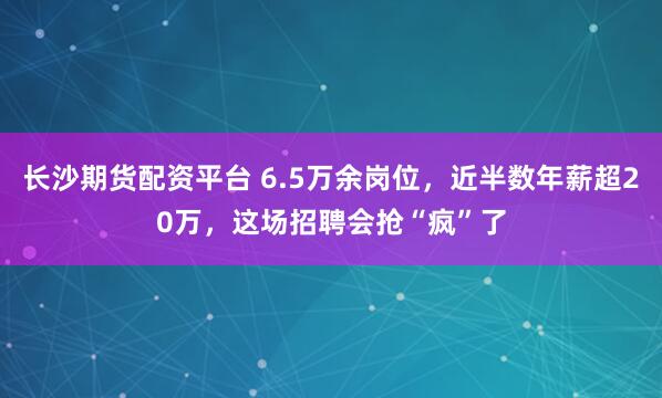长沙期货配资平台 6.5万余岗位，近半数年薪超20万，这场招聘会抢“疯”了